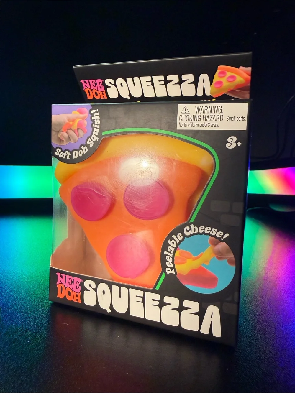NeeDoh Squeeza Orange & Pink Pizza Slice Squishy Toy